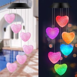 HeiPen Garden Gifts for Her, Mum, Grandma, Mothers Day, Christmas, Hanging Solar Garden Lights, Garden Accessories Outdoor, Garden Decorations Outdoor for Garden Yard Porch (Pink Heart)