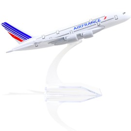 QIYUMOKE 1/400 A380 Cast Metal Airplane Model - for Air France A380 Sky Jumbo Model Plan with Stand (6 Inches) for Gifts or Display Decorations for Aviation Lovers