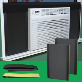 Window Air Conditioner Side Insulated Panel, WinterSummer Winter Heat and Draft Insulating,Insulation Foam Material,2 pieces of 16.5 inches * 11.8 inches EVA, with 4 edge strips (BLACK)