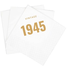 SharkBliss Vintage 1945 80th Birthday Cocktail Napkins, 100 Pack Gold Vintage 1945 Disposable Paper Beverage Cocktail Napkins for His Her Eighty 80th Birthday Party, 2-Ply, 5x5" (1945 Gold)