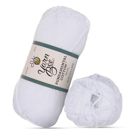 Yarn Bee 4 - Medium Yarn for Crocheting & Knitting – Soft Yarn Skein – 164 Yards of Mercerized Cotton Yarn for Crocheting Blankets, Hats, & More – Craft Supplies for Handcrafting, White
