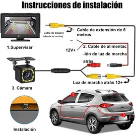 Camara reversa 12 LED Cámara de visión Trasera de Marcha atrás con visión Nocturna HD, Impermeable A Prueba de Polvo 170 ° Gran Angular Universal para automóviles, SUV, vehículos, Camiones