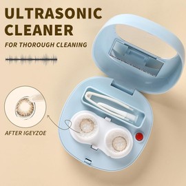 iGeyzoe Contact Lens Cleaner Machine, Portable Contact Lens Cleaner with Mirror Tweezers Remover Tool for Soft Contact Lens/Colored Contact Lens/RGP Lens/OK Lens