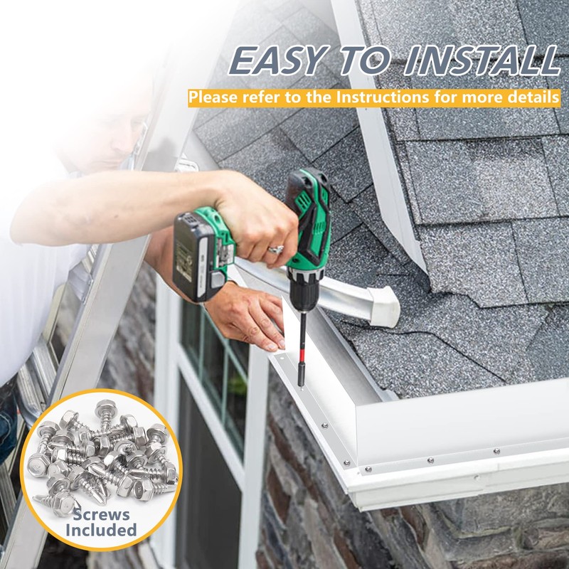 Flamorrow 6 Pack Aluminum Gutter Valley Splash Guards, Rainwater Roofing