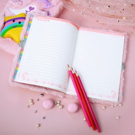 PinkSheep Cat Diary for Girls with Lock and Keys, Slow Rising Squishy Cat Notebook Journal with 160 Pages for Writing Drawing, Birthday Gift for School Students Teens Kids