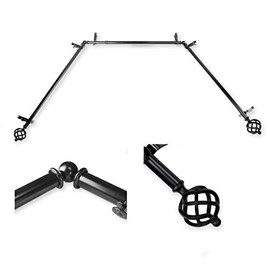 A&F Rod Décor - Spin 13/16" Bay Window Curtain Rod - Black