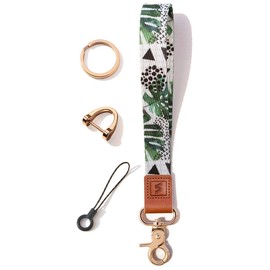 Senlly Lanyard Wristlet Keyring Lanyard Strap, Hand Strap Key Ring with Genuine Leather for Keys, Mobile Phones, Cameras, Charms