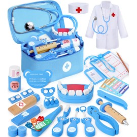 Ophy Doctors Set for Kids, Wooden Kids Doctors Sets with High simulation Stethoscope Pretend Medical Playset for Kids 3+ Year Old Educational Toys Gifts for 3-8 Year Old Boys Girls Dentist Toys