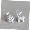 COLLBATH 1 Pair Women's Christmas Deer Earrings Silver Chunky Earrings