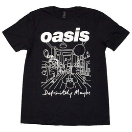 Men's Oasis Definitely Maybe Line Drawing T-Shirt Large Black