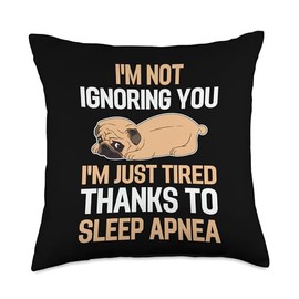 Cute Sleep Apnea Warrior OSA Awareness Apparel Funny CPAP Obstructive Sleep Awareness Apnea Warrior Throw Pillow, 18x18, Multicolor