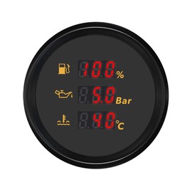 ELING 52mm Digital Multifunction Gauge with Adjustable Signal Fuel Level Meter Oil Pressure Water Temp with 8 Colors Backlight 12V 24V