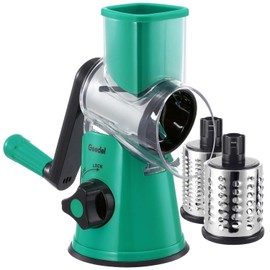 Cheese Grater, Grater for Vegetables with 3 Drum Blades, Drum Grater, Faster and Easy Cut, Vegetable Slicer, Ideal for Cheese, Cucumbers, Carrots, Nuts, etc.