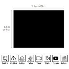 xisho Black Screen Backdrop 6.6×5ft Portrait Background 100% Polyester Collapsible Washable Back Drop Curtain for Photography Studio Streaming Gaming Video Recording Wall Decorations Photo Props