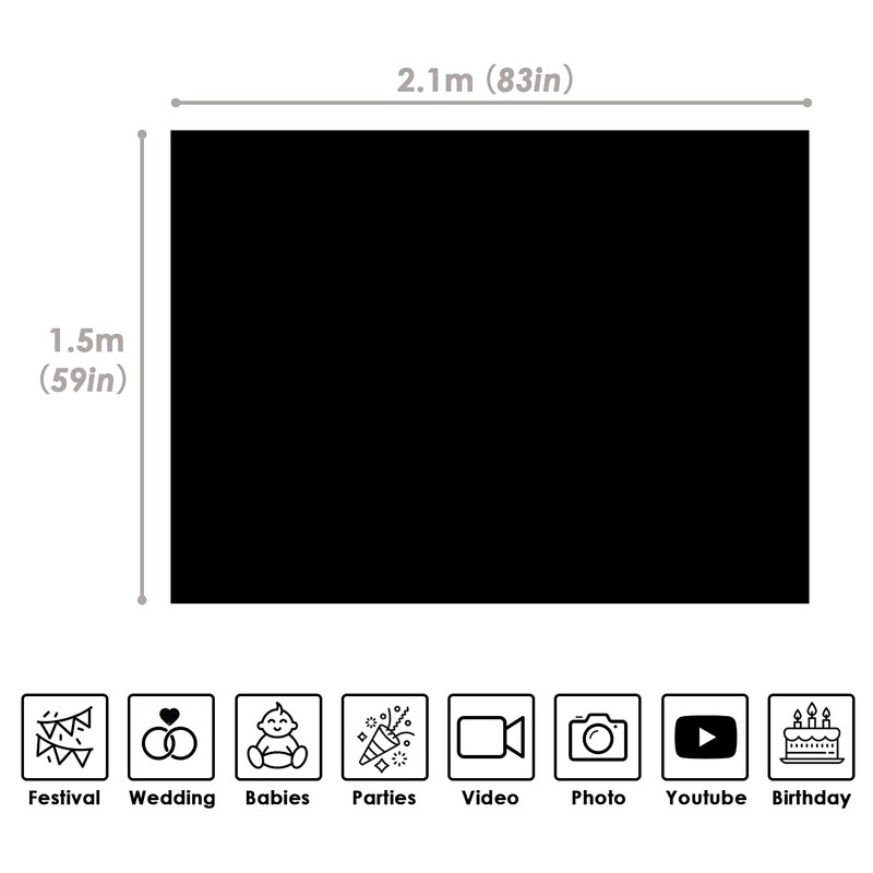 xisho Black Screen Backdrop 6.6×5ft Portrait Background 100% Polyester Collapsible