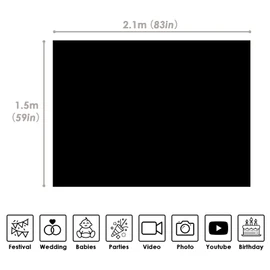 xisho Black Screen Backdrop 6.6×5ft Portrait Background 100% Polyester Collapsible Washable Back Drop Curtain for Photography Studio Streaming Gaming Video Recording Wall Decorations Photo Props