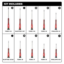 for Milwaukee Tool 48-22-2612 10 Pc. Precision Screwdriver Set