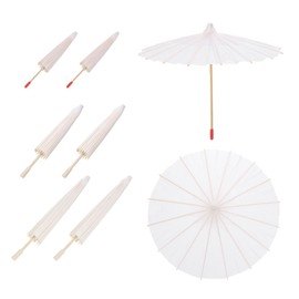 MECCANIXITY 6 Pcs Paper Umbrellas ,8"/12"/16"Paper Parasol Umbrella DIY Oiled Paper Painting Umbrellas for Photography Props Party Wedding Decoration,White