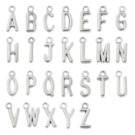 UR URLIFEHALL 130 Pcs Tibetan Silver Alphabet Letter Charms Capital Letter A-Z Charms for DIY Jewellery Making Crafts Gifts Decoration