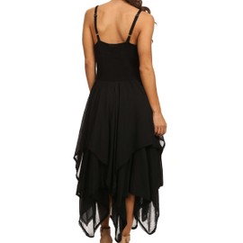 Sakkas 0131 Lady Mary Jacquard Corset Style Bodice Lightweight Handkerchief Hem Dress - Black - OSP