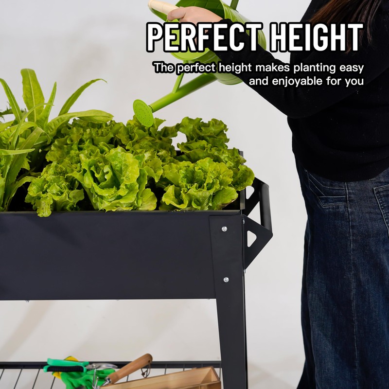 LEETOLLA Elevate 32" Tall Raised Garden Bed Outdoor with Wheels