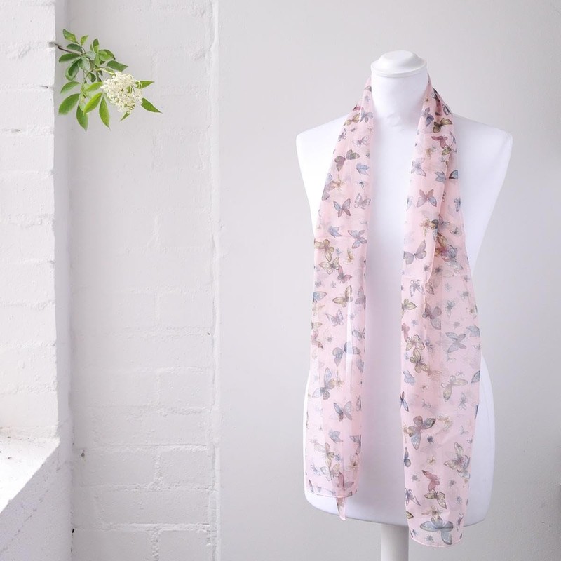 Basic Sense Butterfly chiffon Neck scarf, Peach Pink