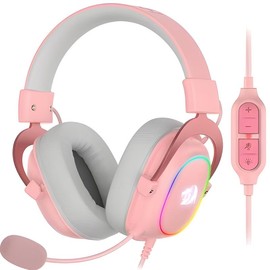 Redragon H510 Zeus-X RGB Wired or Wireless Gaming Headset Multi-platform 7.1 Surround Sound - Specification: Wired Pink