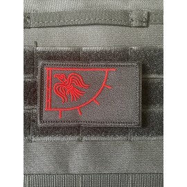 Norse Viking Raven Runic Bird Flag Huginn Black Red Tactical Hook Loop Patch