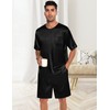 SWOMOG Men Satin Pajamas Set Short Sleeve Silk Sleepwear Button