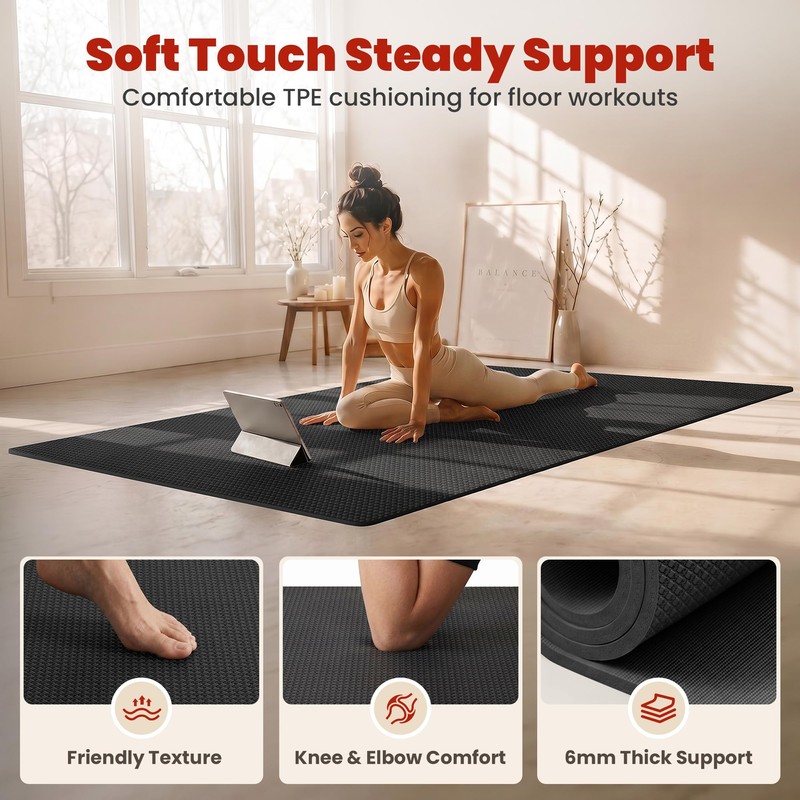THAILE Large Exercise Mat, 7' x 5' x 6mm Thick,