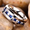 BESTTOHAVE Mens Titanium Ring With Blue Sapphire CZ Classic Wedding