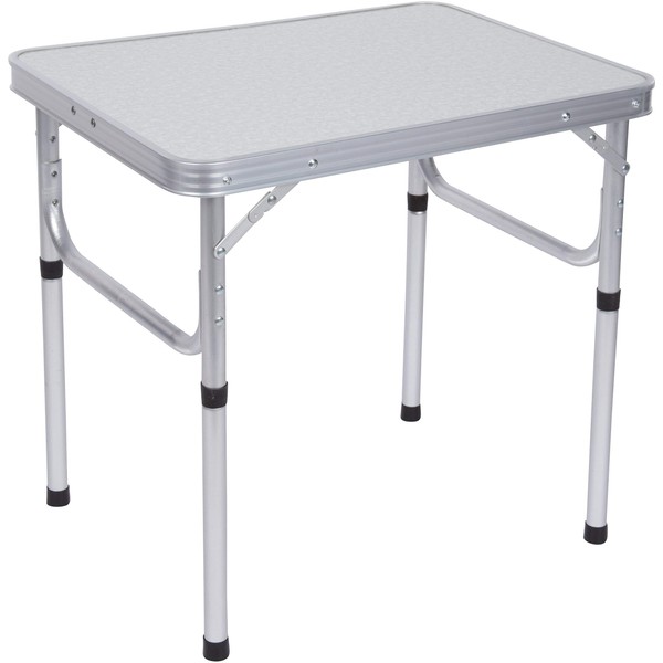 Trademark Innovations Aluminum Adjustable Portable Folding Camp Table With Carry Handle, 23.6"L x 17.7"W, White