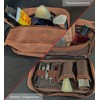 Genuine Leather Travel Cosmetic Bag - Hygiene Organizer Dopp Kit