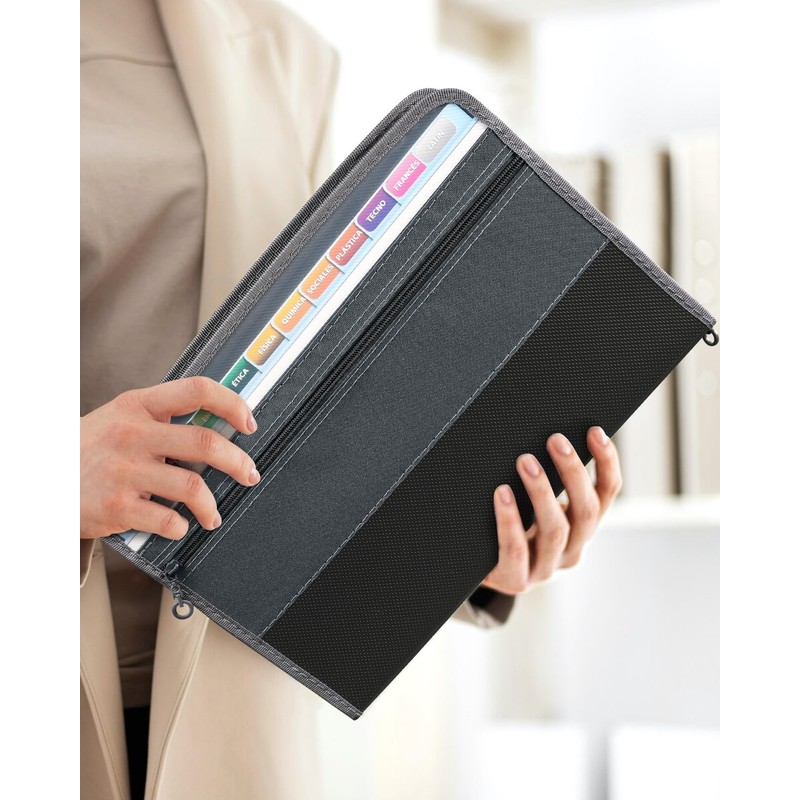 Sooez Accordion File Organizer with Safe Zipper, 12 Pocket Expanding