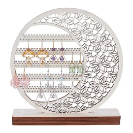 UNICRAFTALE 5 Tier Earrings Organizers Wood Jewelry Organizer Round Moon Hanging Organizer Earring Display Stand Jewelry Rack Room Decor Table Ear Stud Holder Display Tower Gift for Women