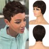 Fereowth Short Real Hair Wigs for Women Brown Short Pixie