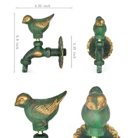 Decorative Garden Faucet Outdoor Faucet Yard Animal Antique Green Pigeon Level Handle Brass Wall Mounted Tap Bibcock Hose Not Included
