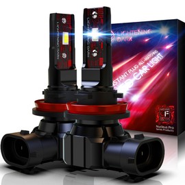 LIGHTENING DARK H11 Light Bulb, H8 H9 H11 Fog Bulbs 12000LM 60W 6500K Xenon White Extremely Bright Wireless Fanless (Pack of 2)