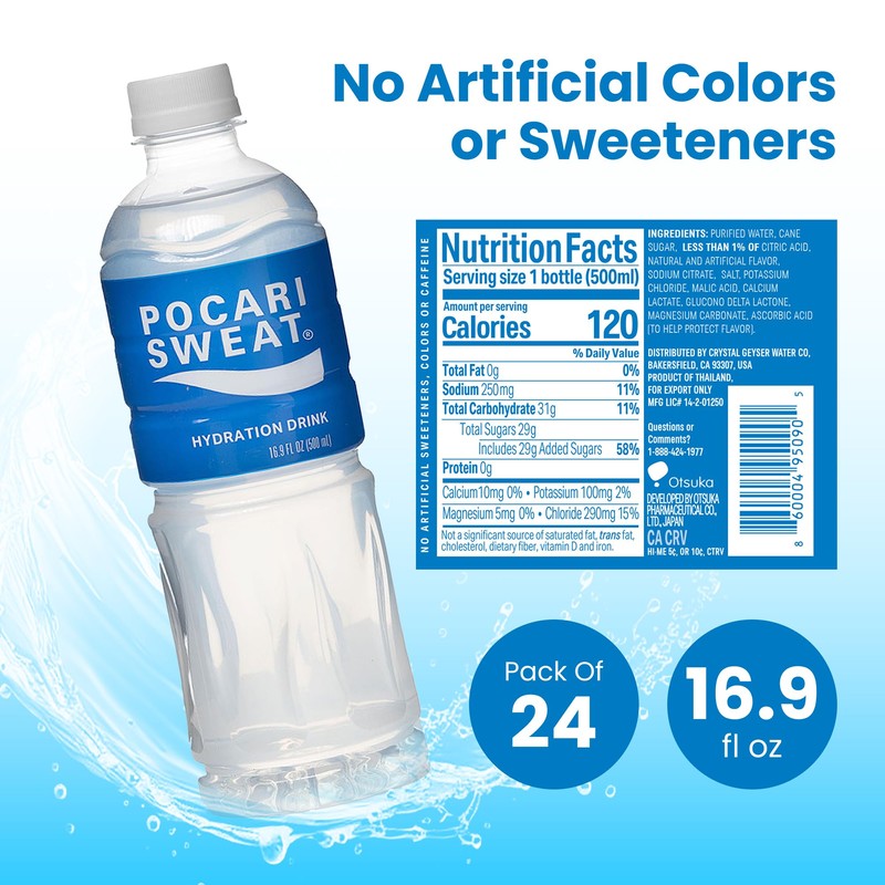 Pocari Sweat Electrolyte Drink, 24 Pack of 16.9 fl oz
