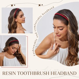 STHUAHE4PC Multicolor Protection Resin Teeth Comb Hair Hoop Hairband Headband Hair Accessories for female by Beauty hair (Red-4PCS)