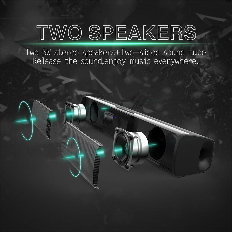 Universal Surround Sound Bar 2 Speaker System Wireless Bluetooth Subwoofer