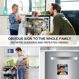 DUNGGLE Dishwasher Μagneτ Clean Dirty Sign Indicator, Washing Machine Μagneτ Double Sided Kitchen Dish Washer Refrigerator Μagneτ Flip with Μagneτic Plate