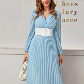 WHIPPY Women Wide Elastic Belts for Dress Snap-Button Stretch Corset Belt Ladies Stretchy Waistband White M