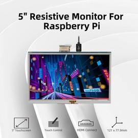 iPistBit 5 Inch Raspberry Pi Screen, Touchscreen Monitor 800x480 HDMI LCD Screen for Raspberry Pi 400/4/3/2/Zero/B/B+, Windows 11/10/8/7