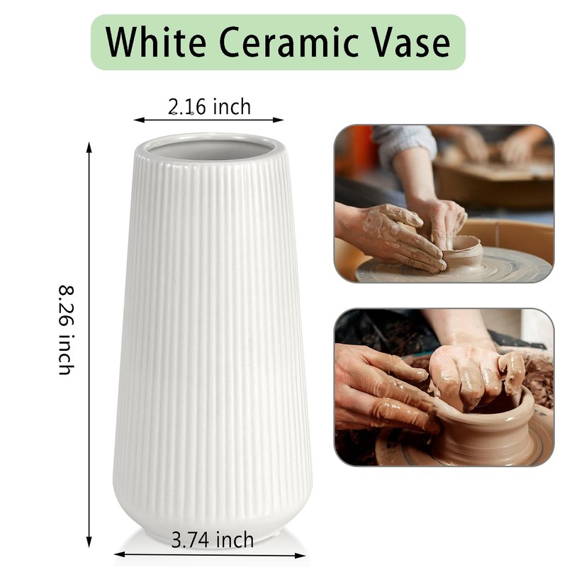 Modern White Ceramic Vase - Elegant Decor for Home &
