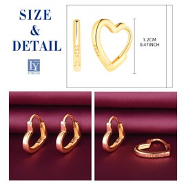 Yumilok Womens Girls 925 Sterling Silver Creative Heart Hoops Earrings Diameter 1.5cm Elegant Simple Gold Creole Earring