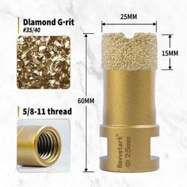 Diamond Core Drill Bits 1 Inch (25mm) Tile Hole Saws Vacuum Brazed Diamond Hole Saw for Tiles Porcelain Ceramic Glass Marble Brick Granite Quartz, Dry or Wet Use, 5/8-11 Thread