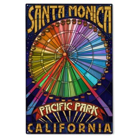 Lantern Press 10x15 Inch Wood Sign, Ready to Hang Wall Decor, Santa Monica, California, Ferris Wheel
