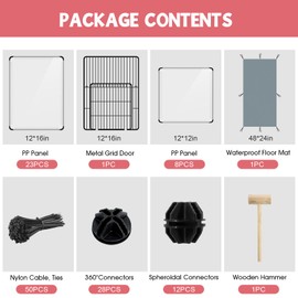 32 Panels Small Animals Playpen,Transparent Pet Playpen with Waterproof Mat, Plastic Enclosure,Puppy Play Pen,Pet Fence Yard Fence for Guinea Pigs,Bunny,Ferrets,Hamsters,Hedgehogs for Indoors Outdoor