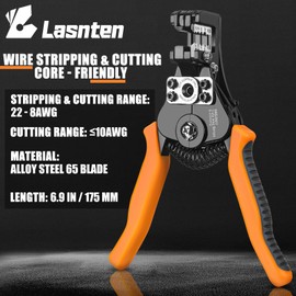 Lasnten Heavy Duty Wire Stripper Electrician Self Adjusting Wire Cutter Stripper Tools Compatible with 8-20 Awg Solid &10-22 Awg Stranded